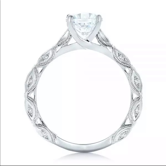 New 925 Silver Carved Patterns Love Promise Ring - Picture 2 of 5